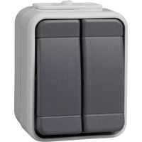 Elso - Doppeltaster 10A AquaTop Steckklemme licht/basaltgrau 442509 von ELSO