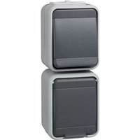 Elso - Unischalter/Steckdose senkrecht 10/16A AquaTop Steckklemme licht/basaltgrau 448629 von ELSO