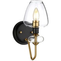 Elstead - Lighting DL-ARMAND1-AB Wandleuchte Armand 1xE14 40W Stahl vermessingt und kohlschwarz lackiert, Klarglas H:30,8cm B:13,4cm dimmbar von ELSTEAD