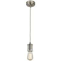 Lighting douille-p-pn Hängeleuchte Douille 1xE27 60W Messing Nickel poliert H:32.4cm-122.4cm Ø:10cm dimmbar höhenverstellbar - Elstead von ELSTEAD