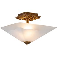 Deckenlampe Glas Metall B: 36,8 cm 2x E27 in Gold antik Weiß von ELSTEAD