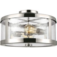 Deckenlampe Metall Glas in Nickel rund innen FLOR von ELSTEAD