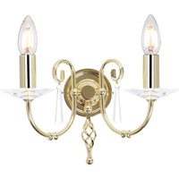 Designer Wandlampe CANDELA in Messing mit Kristall von ELSTEAD