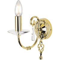 Designer Wandleuchte in Messing mit Kristall CANDELA von ELSTEAD