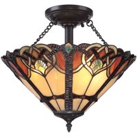 Elstead - Cambridge - 2 Licht Semi Flush Deckenleuchte Vintage Bronze, Tiffany Glas, E27 von ELSTEAD