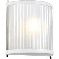 Corona Flush 1 Light Wandleuchte, weiß poliertes Nickel, Milchglas von ELSTEAD