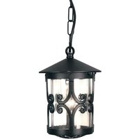 Elstead Lighting BL13B-BLACK Hängeleuchte Hereford 1xE27 100W Aluminium-Druckguß schwarz, Glas H:38-47.5cm Ø15cm IP23 dimmbar höhenverstellbar von ELSTEAD