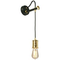 Lighting DOUILLE1-BPB Wandleuchte Douille 1xE27 60W schwarz / Messing poliert H:122,4cm B:10cm dimmbar - Elstead von ELSTEAD