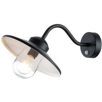 Elstead - Lighting klampenborg-pir-bk Wandleuchte Klampenborg E27 40W IP44 Edelstahl, klares Glas schwarz B:27.5cm Ø27.5cm dimmbar von ELSTEAD