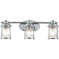 Elstead Lighting QN-ASHLANDBAY3-PC-BATH QUINTIESSE Wandleuchte Ashland Bay E27 3x40W IP44 Chrom poliert, geripptes Glas klar H:20.6cm B:61cm dimmbar von ELSTEAD