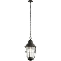 Elstead Lighting QN-CHANCE-HARBOR8 QUINTIESSE Hängeleuchte Chance Harbor E27 1x40W IP44 Zink vorbewittert, geripptes Glas klar H:55.2-211.8cm Ø22.1cm von ELSTEAD