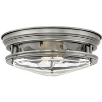 Elstead Lighting QN-HADRIAN-FS-AN-CLEAR QUINTIESSE Deckenleuchte Hadrian E27 2x40W IP44 Stahl Nickel antik, Glas klar H:11.7cm Ø30.5cm dimmbar von ELSTEAD