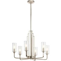 Elstead Lighting QN-KIMROSE6-PN QUINTIESSE Kronleuchter Kimrose E14 6x40W Stahl, Nickel poliert Glas klar, geriffelt H:52.6cm Ø68.6cm dimmbar von ELSTEAD