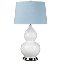 Lighting isla-pn-tl-blue Tischleuchte isla E27 1x60W Keramik/Stahl weiß/Nickel poliert, Kunstseide Liberty blau H:64cm B:36cm Ø36cm mit Schalter von ELSTEAD