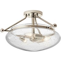 Lighting qn-belle-sf-pn quintiesse Deckenleuchte Belle E14 3x40W Stahl, Nickel poliert Blasenglas klar H:26.6cm Ø43.1cm dimmbar - Elstead von ELSTEAD