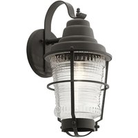 Lighting qn-chance-harbor-l quintiesse Wandleuchte Chance Harbor E27 1x40W IP44 Zink vorbewittert, geripptes Glas klar H:55.1cm B:26.7cm dimmbar von ELSTEAD