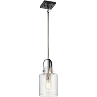 Lighting qn-kitner-p-pn quintiesse Hängeleuchte Kitner E27 1x40W Nickel poliert, Blasenglas klar H:65.4cm-141.6cm Ø18cm dimmbar höhenverstellbar von ELSTEAD