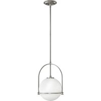 Lighting qn-somerset-p-o-bn quintiesse Hängeleuchte Somerset E27 1x40W Stahl, Nickel gebürstet Glas Opal H:50.3cm-129.4cm Ø28.9cm dimmbar von ELSTEAD