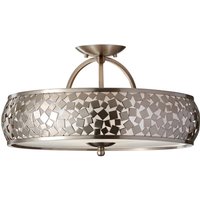 Elstead - Zara - 3 Light Semi Flush Deckenleuchte Gebürsteter Stahl, E27 von ELSTEAD