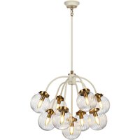 Hängelampe Kugel Schirm Glas Metall in Creme Messing von ELSTEAD