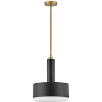 Hängeleuchte Schwarz Messing D: 33 cm Metall Glas 2x E27 von ELSTEAD