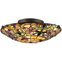 Elstead - Kami - 2 leichte Tiffany Unterputz-Deckenleuchte Vintage Bronze, E27 Elstead - Kami - 2 leichte Tiffany Unterputz-Deckenleuchte Vintage Bronze, E27 von ELSTEAD