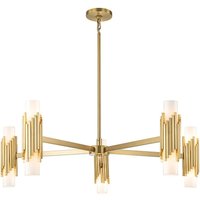 Kronleuchter Metall Glas E14 B: 106,7 cm in Messing antik Weiß von ELSTEAD