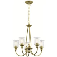 Kronleuchter in Messing Glasschirm Metall Jugendstil von ELSTEAD