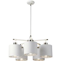 Lighting BALANCE5-WPN Kronleuchter Balance 5xE27 Nickel poliert, Acryl weiss H:25cm L:55,2cm Ø:53,5cm dimmbar höhenverstellbar - Elstead von ELSTEAD