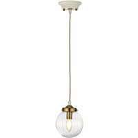 Lighting DL-COSMOS-1P Hängeleuchte Cosmos E14 1x8W led Stahl creme lackiert, gealtertes Messing, gewelltes Glas klar H:26.5-304.4cm Ø:19.2cm - Elstead von ELSTEAD