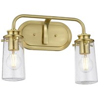 Elstead - Lighting QN-BRAELYN2-BB quintiesse Wandleuchte Braelyn E27 2x40W IP44 Messing gebürstet Blasenglas klar H:25.9cm B:37.4cm dimmbar von ELSTEAD