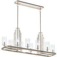 Lighting QN-KIMROSE10-PN quintiesse Kronleuchter Kimrose E14 10x40W Stahl, Nickel poliert Glas klar, geriffelt L:32.5cm H:44.9cm B:113.7cm dimmbar von ELSTEAD