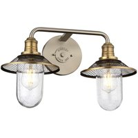 Lighting QN-RIGBY2-BATH-AN quintiesse Wandleuchte Rigby E27 2x40W IP44 Nickel antik & Messing, Blasenglas klar H:30.1cm B:48.3cm dimmbar - Elstead von ELSTEAD