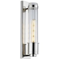 Lighting QN-WELLINGTON1-PC quintiesse Wandleuchte Wellington E27 1x40W IP44 3000K Chrom poliert, geripptes Glas klar H:40cm B:8.1cm dimmbar - Elstead von ELSTEAD