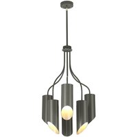 Lighting QUINTO6-GPN Kronleuchter Quinto 6xE27 Nickel poliert, dunkelgrau H:73,8cm Ø:52cm dimmbar höhenverstellbar - Elstead von ELSTEAD