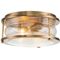 Elstead - Lighting qn-ashlandbay-f-nbr-bath quintiesse Deckenleuchte Ashland Bay E27 2x40W IP44 Naturmessing, geripptes Glas klar L:30.5cm H:15.4cm von ELSTEAD