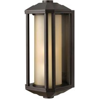 Lighting qn-castelle-m-bz quintiesse Wandleuchte Castelle E27 1x40W IP44 Aluminium Bronze, geripptes Glas Bernstein H:38.3cm B:15.2cm dimmbar von ELSTEAD