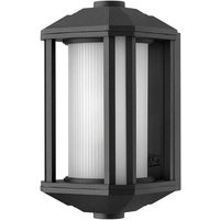 Lighting qn-castelle-s-blk quintiesse Wandleuchte Castelle E27 1x40W IP44 Aluminium schwarz, geripptes Glas weiß H:29.2cm B:15.2cm dimmbar - Elstead von ELSTEAD