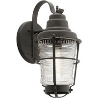 Lighting qn-chance-harbor-m quintiesse Wandleuchte Chance Harbor E27 1x40W IP44 Zink vorbewittert, geripptes Glas klar H:45.7cm B:22.1cm dimmbar von ELSTEAD