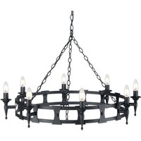 Lüster CAMELOT 7 Schwarz Ø90cm Design Lampe von ELSTEAD