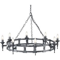 Lüster CAMELOT 7 Silber Antik Ø90cm kürzbar Lampe von ELSTEAD