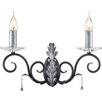 Prunkvolle Wandlampe Schwarz Silber floral mit Kristall Prunkvolle Wandlampe Schwarz Silber floral mit Kristall von ELSTEAD