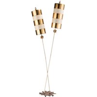 Stehlampe Stehleuchte Wohnzimmerlampe Stahl Taupe Gold h 198,1 cm 2 Flammig von ELSTEAD