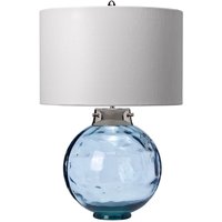 Tischlampe Glas Stoff E27 55,5 cm Weiß Blau LUBIELA von ELSTEAD