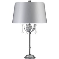 Tischlampe Hoch 72cm in Silber Stoff Schirm GOTICA von ELSTEAD