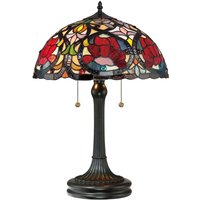 Tischleuchte Beistelllampe Wohnzimmerlampe Tiffany-Glas Metall Bronze h 58,4 cm von ELSTEAD