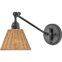 Wandlampe Rattan Metall Gelenkarm schwenkbar E27 zum Lesen von ELSTEAD