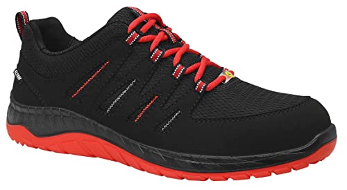 ELTEN Sicherheitsschuhe MADDOX black-red Low ESD S3, Herren, Textil, Stahlkappe, leicht, sportlich, Schwarz/Rot, Größe: 43 von ELTEN