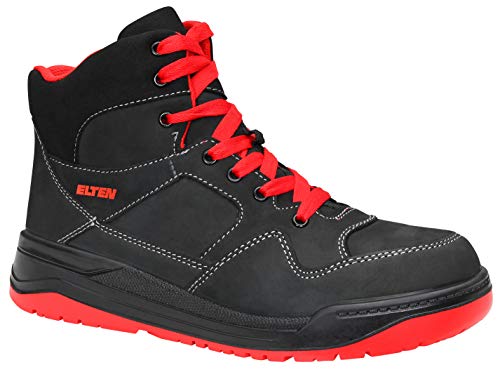 ELTEN Sicherheitsschuhe MAVERICK black-red Mid ESD S3, Herren, Leder, Stahlkappe, leicht, sportlich, Schwarz, Größe: 43 von ELTEN