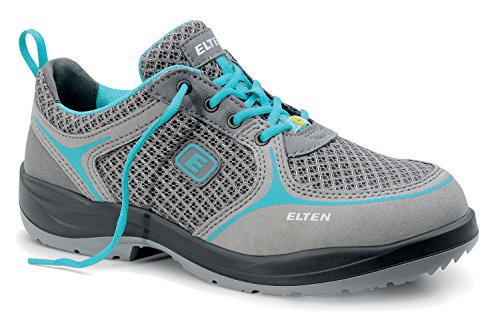 ELTEN Sicherheitsschuhe MILA aqua Low ESD S1, Damen, Textil, Stahlkappe, leicht, sportlich, Grau/Türkis, Größe: 38 von ELTEN